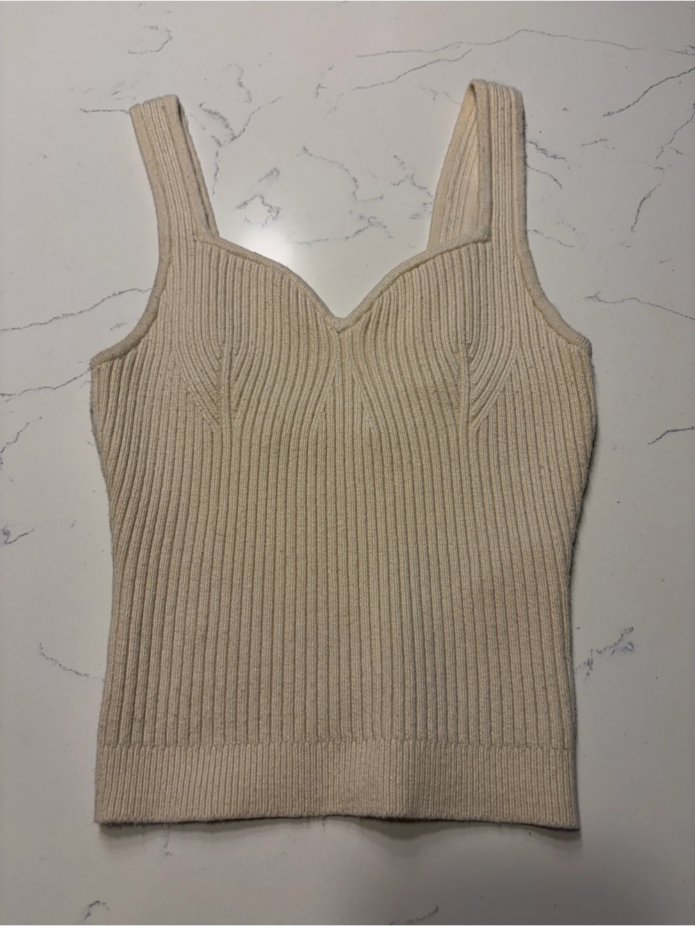 Abercrombie & Fitch Cream Ribbed V-Neck Tank